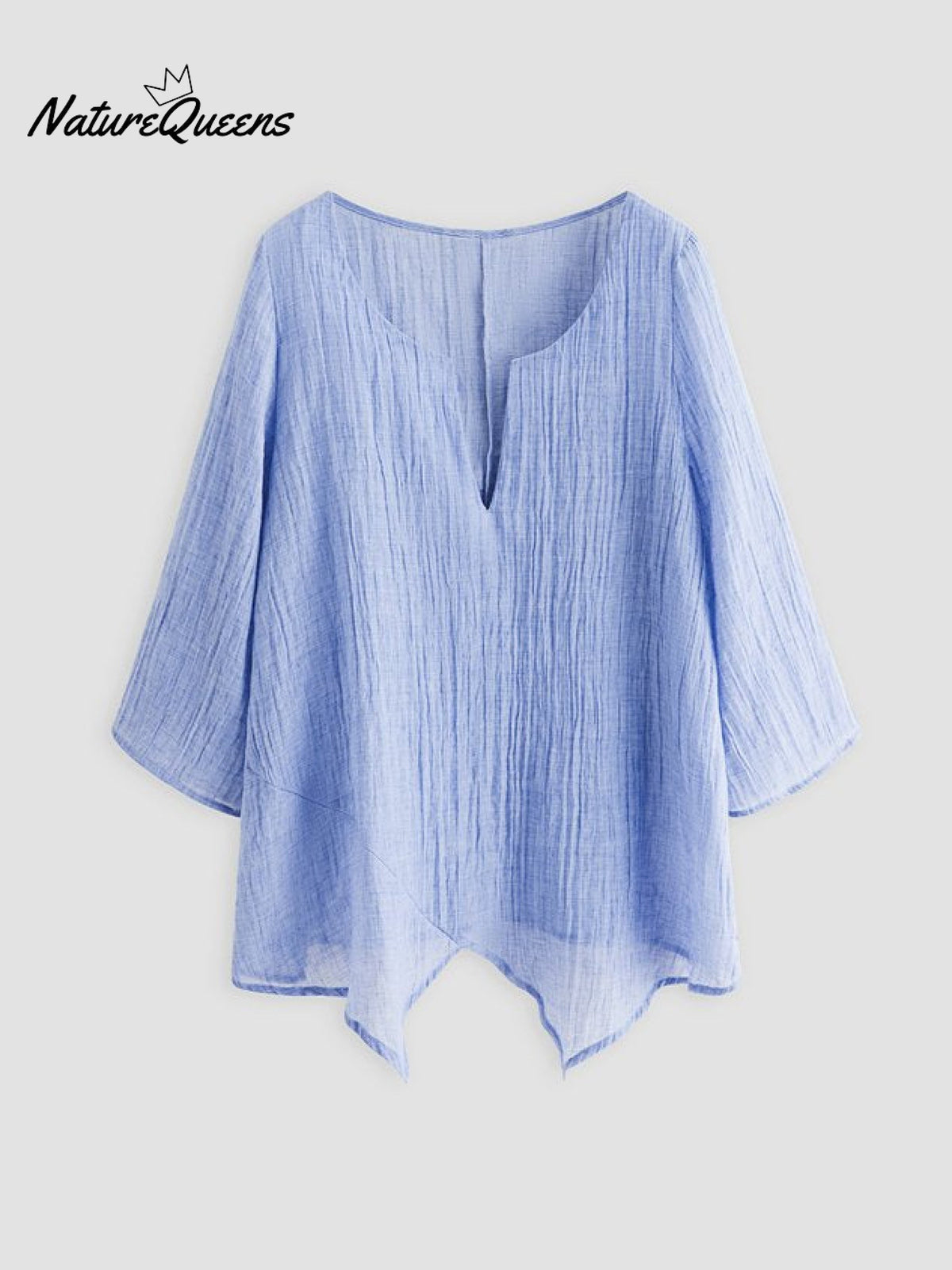 JFN Cotton & Linen Asymmetric Hem Loose Fit Long Sleeve Shirts Tunic Top